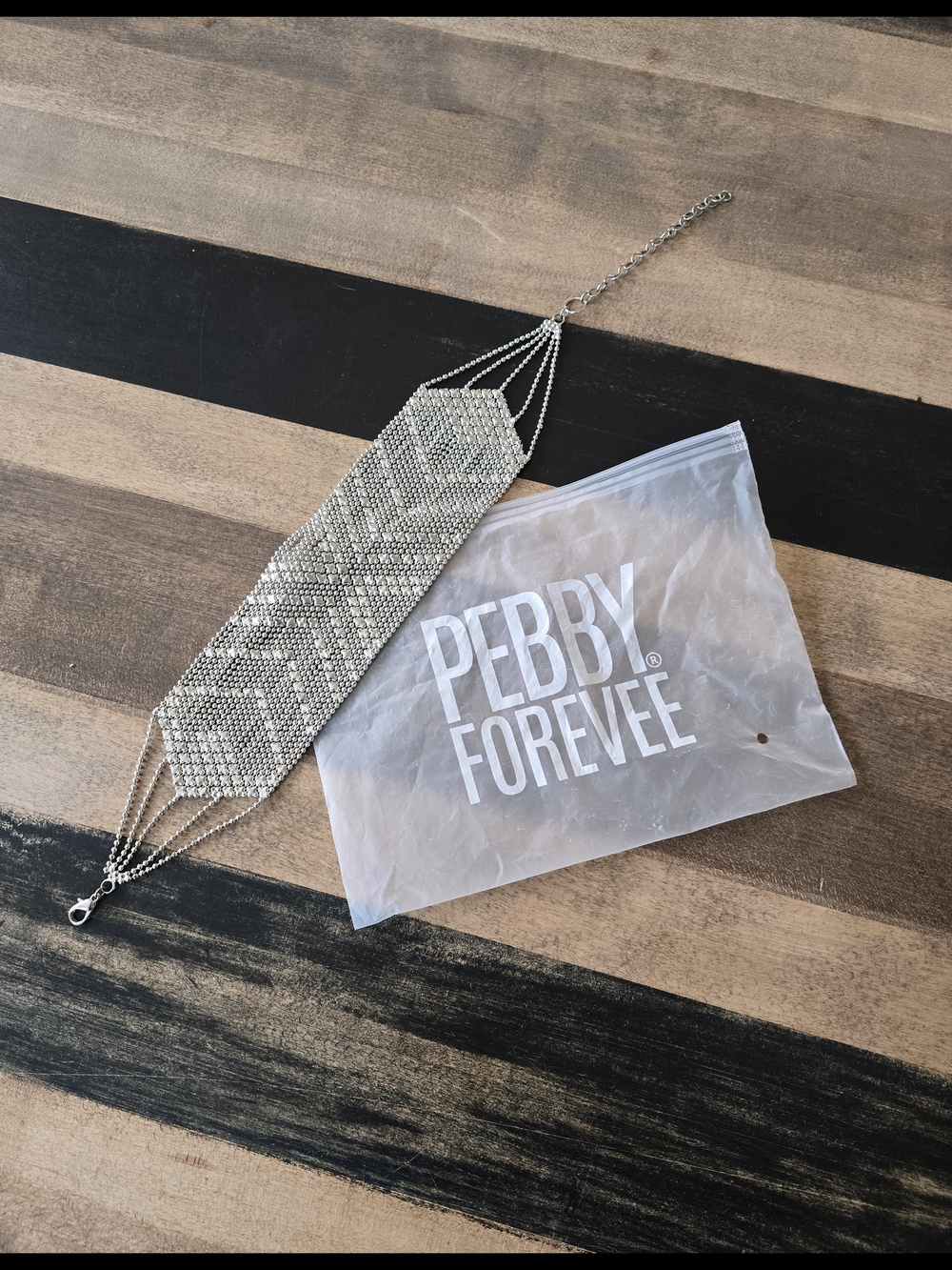 Pebby Forevee Silver Crystal Mesh Choker